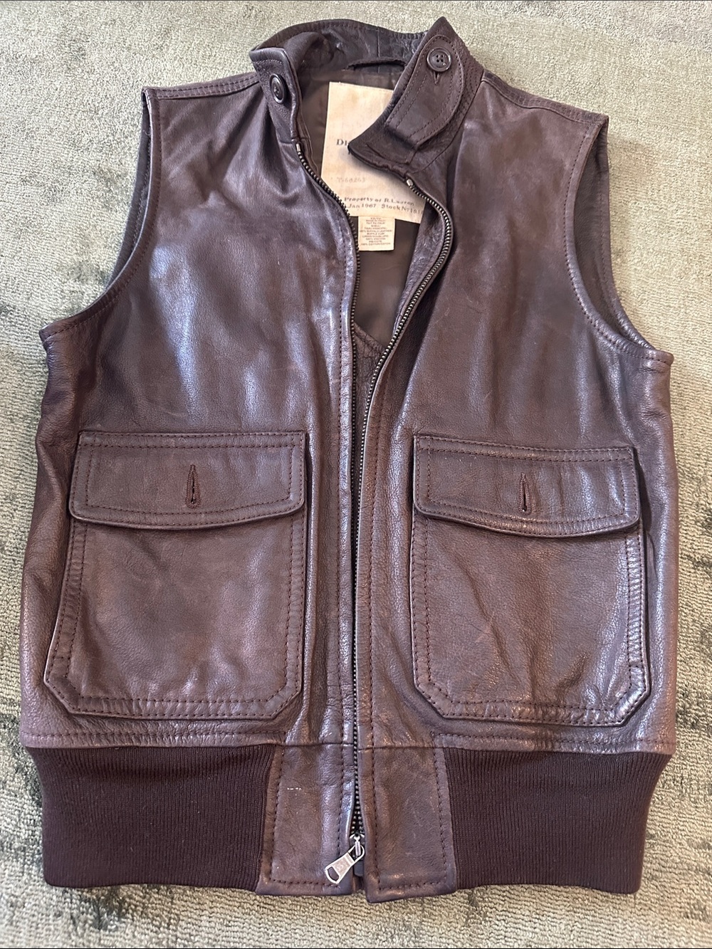 Vintage Denim & Supply Ralph Lauren Brown Leather Utility Vest